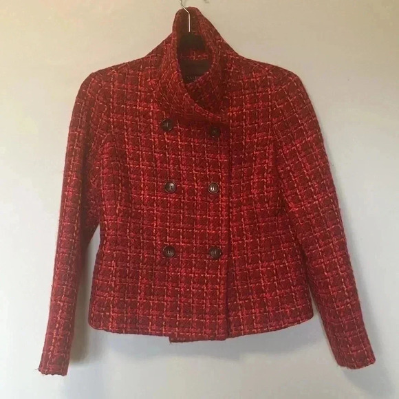 Talbots petite tweed red orange  jacket - Picture 7 of 9